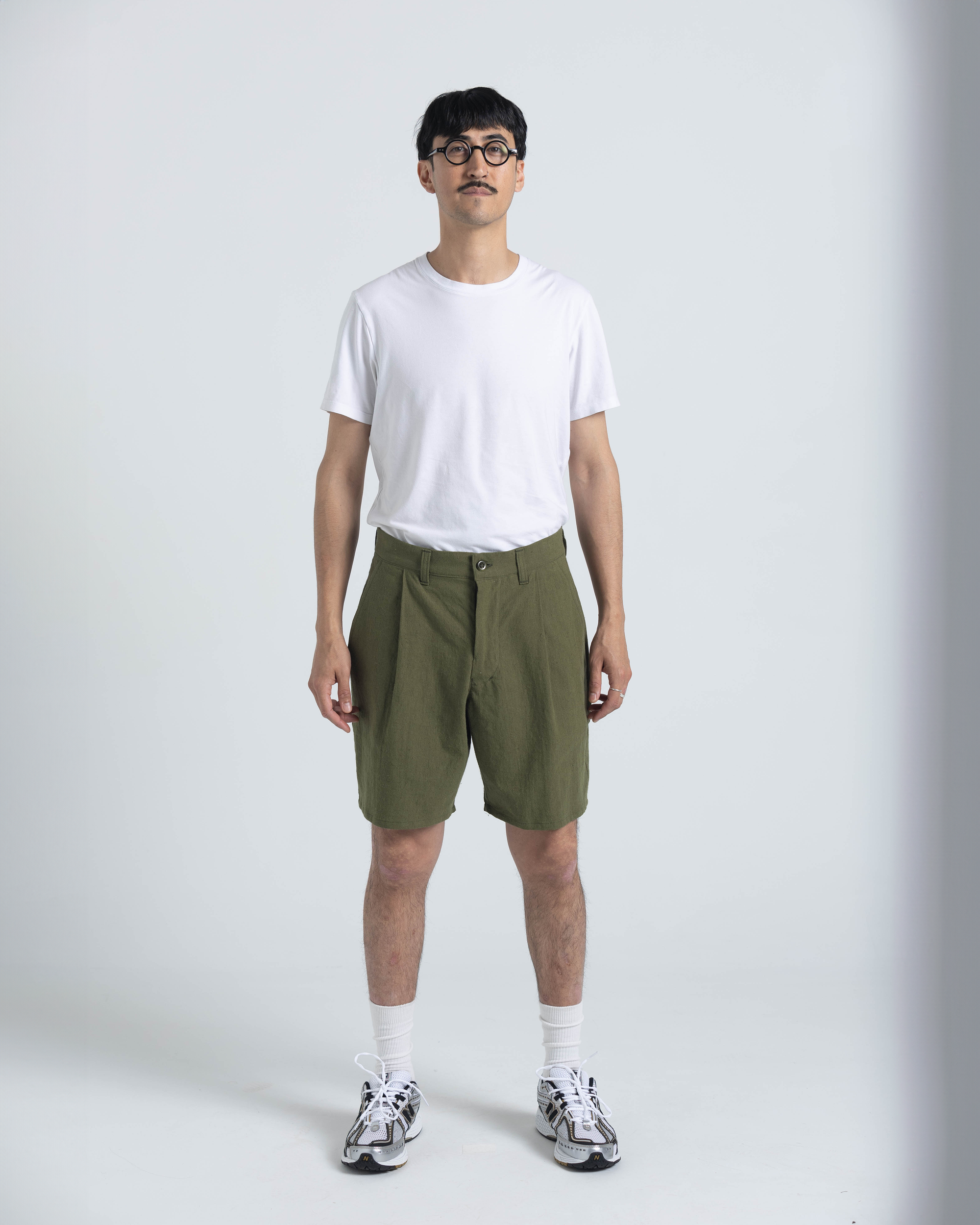 SAMPLE SALE: Pleated Shorts - OIive Cotton / Linen