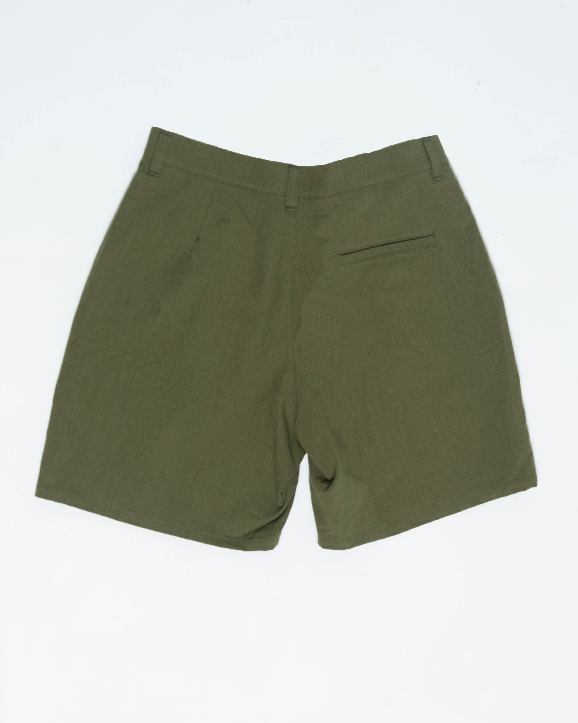 SAMPLE SALE: Pleated Shorts - OIive Cotton / Linen
