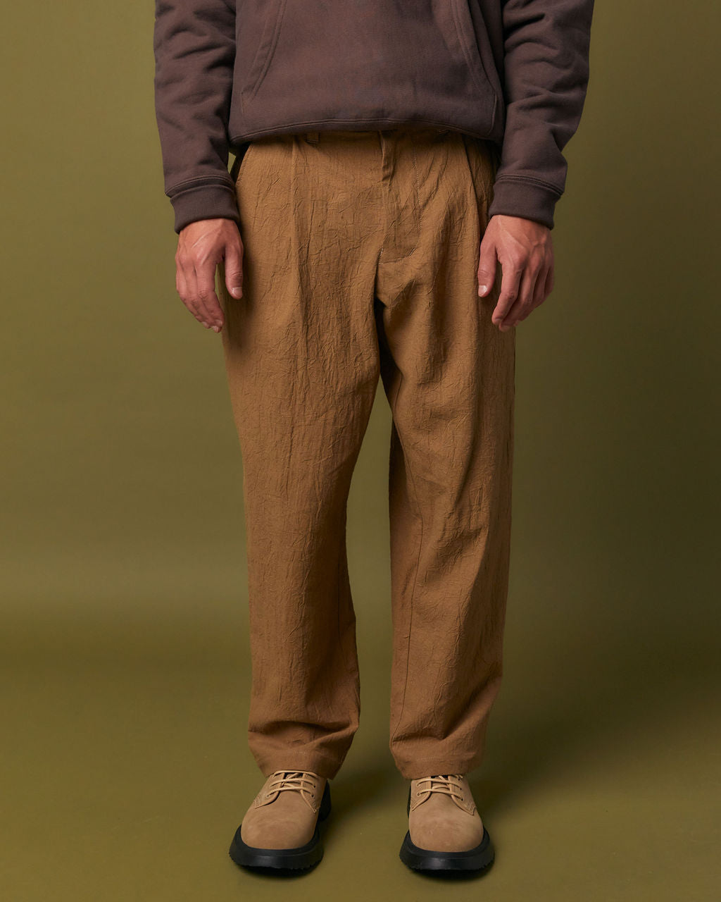 Pleated Trouser - Textured Earth