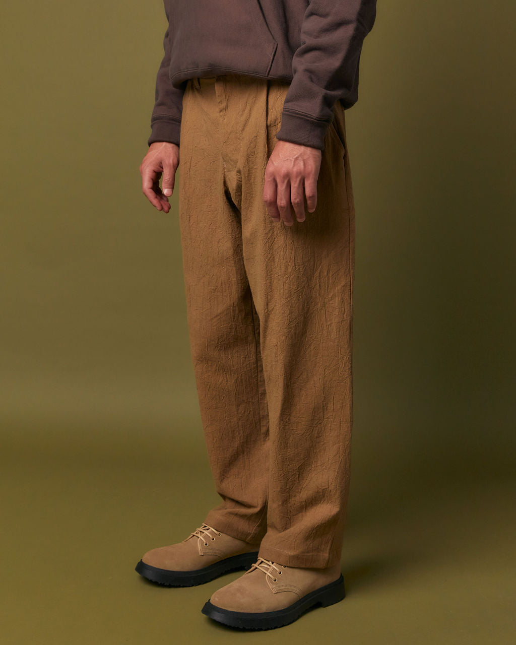 Pleated Trouser - Textured Earth